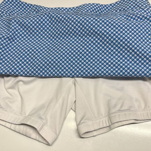 Adidas Women’s Sporty Plaid Skort with Built-In White Mesh Zip-Up Shorts- Size 4 - Picture 11 of 15